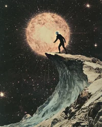Mann auf Kosmischer Klippe