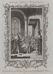 Heinrich II. serviert das erste Gericht am Tisch seines Sohnes Heinrich