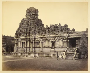 Ansicht des Subrahmanya-Tempels in der Nähe der Pagode, Tanjore