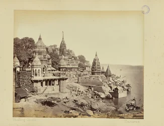 Benares; der Verbrennungs-Ghat