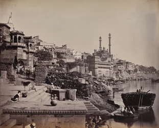 Die Stadt Benares am Ganges, Ansicht der Großen Moschee von A (?) und der angrenzenden Anlegestellen