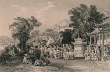 Hochzeitsprozession am Blauwolkenbach, Chin-keang-foo, ca. 1843-1858