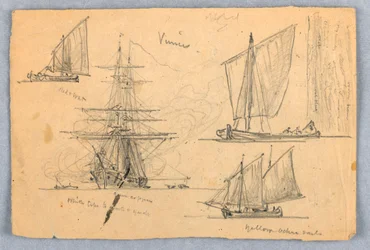 Skizzen. Schiffe, Venedig, Italien, Oktober 1872