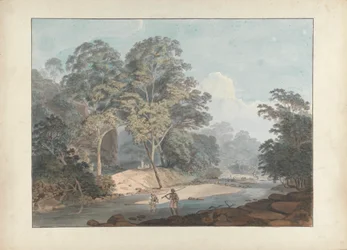 Felsige Flusslandschaft mit Sepoys