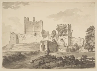 Ansicht von Prudhoe Castle, in der Gemeinde Ovingham (indische Tinte)