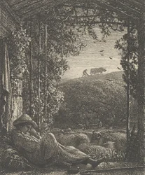 Der schlafende Hirte, früher Morgen, 1857