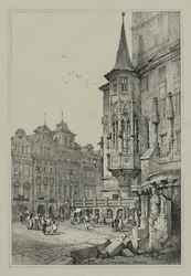Faksimiles von Skizzen aus Flandern und Deutschland: Rathaus, Prag