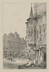 Faksimiles von Skizzen aus Flandern und Deutschland: Rathaus, Prag, 1833
