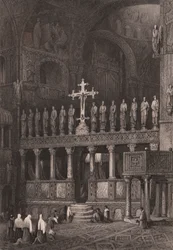 Ikonostase in der Basilika San Marco, Venedig, Venetien, Italien, Stahlstich nach einer Zeichnung von Samuel Prout