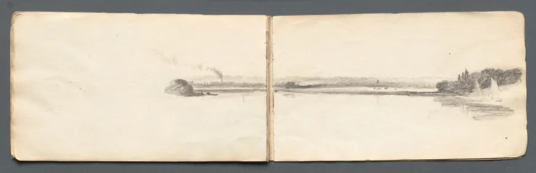 Skizzenbuch: Landschaft mit Segelbooten, 1814