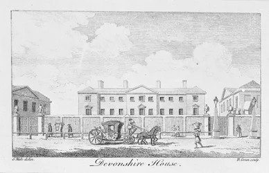 Devonshire House, graviert von Benjamin Green, 1761