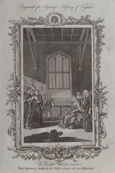 Der Todesbefehl wird Maria Stuart im Saal vorgelesen, in dem sie enthauptet wurde