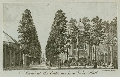 Ansicht des Eingangs zu den Vauxhall Gardens, London
