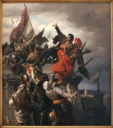 Das Opfer des Titusz Dugovics (? -1456). Ungarischer Nationalheld, der sich während der Belagerung Belgrads durch das Osmanische Reich auszeichnete.