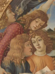 Maria mit Kind und fünf Engeln