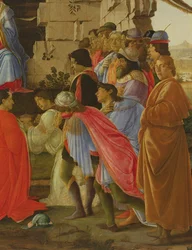 Die Anbetung der Könige, Detail mit Selbstporträt und Porträts der Familie Medici
