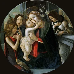 Die Madonna und das Kind mit dem heiligen Johannes und zwei Engeln