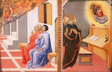 Die Visionen von (LtoR) St. Jerome und St. Johannes dem Täufer
