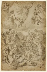 Heiliger Rochus und die Jungfrau, die bei Christus für Pestopfer Fürsprache einlegen