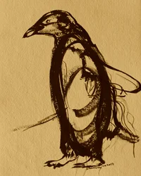 Pinguin aus Pinselstrichen