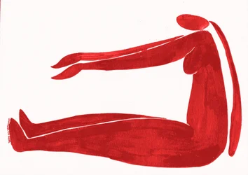 Minimalistische rote Yogafigur
