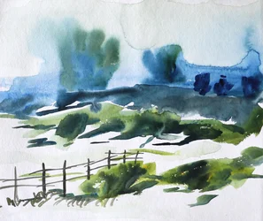 Nebelige Landschaft auf dem Land