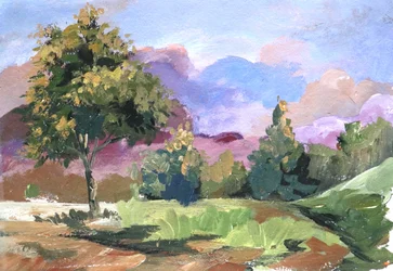 Pastell-Wolkenlandschaft Baum