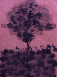 Baum in violetter Tusche