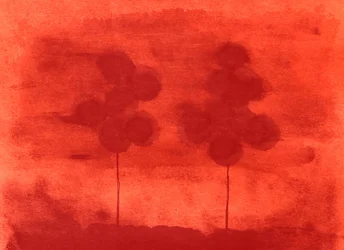 Warme rote Silhouetten