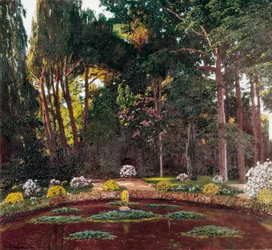 Jugendstil "Der Garten" (Arbucies). Gemälde von Santiago Rusinol y (i) Prats (1861-1931) Ende des 19. Jahrhunderts El Vendrell. Haus-Museum Pau Casals.