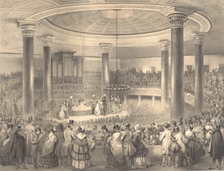 Verteilung der Preise der American Art Union im Tabernakel, Broadway, 24. Dezember 1847
