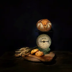 Stillleben mit handwerklich hergestelltem Brot