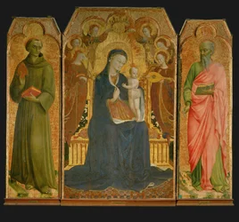 Polyptychon. Zentrum: Madonna und Kind umgeben