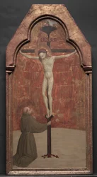 St. Franziskus kniet vor Christus am Kreuz
