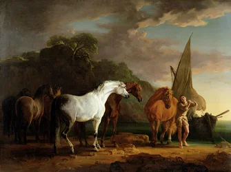 Gulliver nimmt endgültig Abschied vom Land der Houyhnhnms, ca. 1769