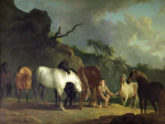 Gulliver wird von seinem Meister zurechtgewiesen und zum Schweigen gebracht, als er die Schrecken des Krieges beschreibt