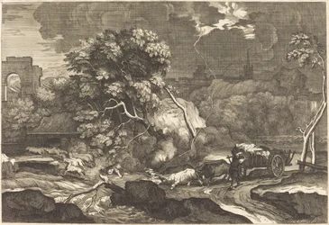 Landschaft mit einem verängstigten Fuhrmann