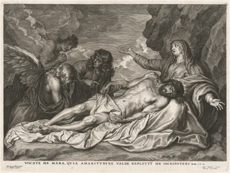 Jungfrau unterstützt den toten Christus