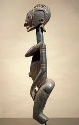 Holz- und Metallschnitzerei, von Meister der schrägen Augen, Höhe 59 cm, Dogon Stammeskunst Mali