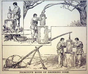 Primitive Methode des Getreidemahlens