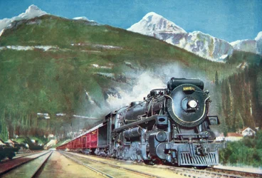 Canadian Pacific Railway am Fuße der Rocky Mountains