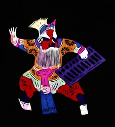 Charakter aus der Pekinger Oper. Bemaltes Papierschnittbild oder "Jian Zhi", chinesische Volkskunst, Peking