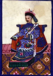 Chinesischer Mandarin. Malerei auf Reispapier.