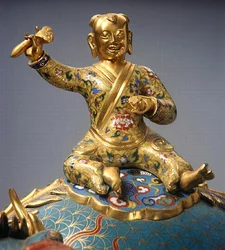 Detail eines Reiters von einem Paar Qilin, Qianlong-Periode (1736-95) (Detail)