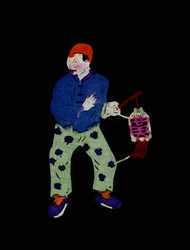 Männliche Figur mit Laterne. Scherenschnitt, chinesische Volkskunst, Peking.