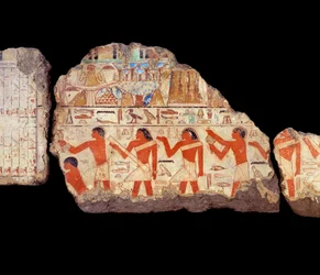 Alte ägyptische Kunst: Malereien der Mastaba von Metchetchi: Ritualpriester Wandmalerei, 6. Dynastie (ca. 2350-2200)