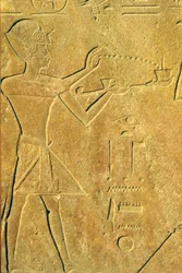 Altes Ägypten, Wandrelief, Karnak/Luxor, Hatschepsut bietet Weihrauch an