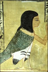 Altes Ägypten, Wandmalerei, Grab von Inherkhau, Theben, Grab der Adligen, 20. Dynastie, Ba oder Seele von Inherkhau