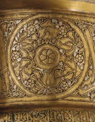 Detail eines eingelegten Tablettständers, Mamluk Ägypten oder Syrien, erste Hälfte des 14. Jahrhunderts