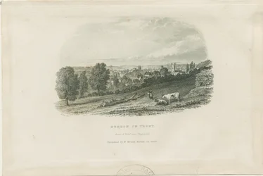 Burton-upon-Trent Brücke und Stadt (Stahlstich)